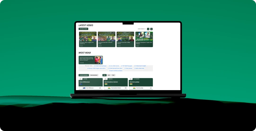 Cricket Pakistan Website Process