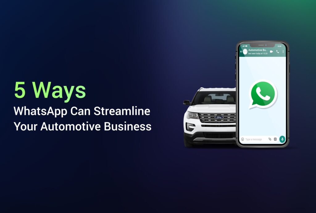Illustration of a car with WhatsApp logo showcasing the integration of the communication platform in the automotive industry